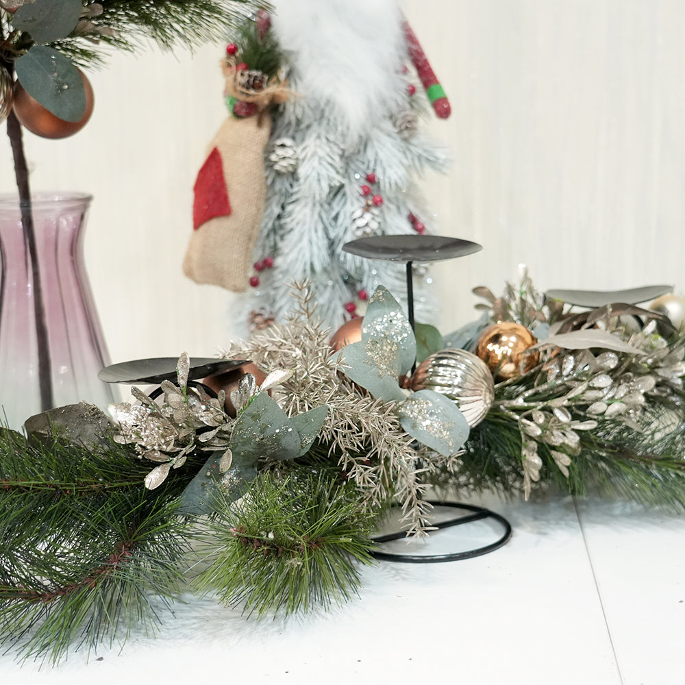 85cm Christmas Decoration Supplies Three-headed Candle Holder Plastic Christmas Ball Decor Iron Candle Holders