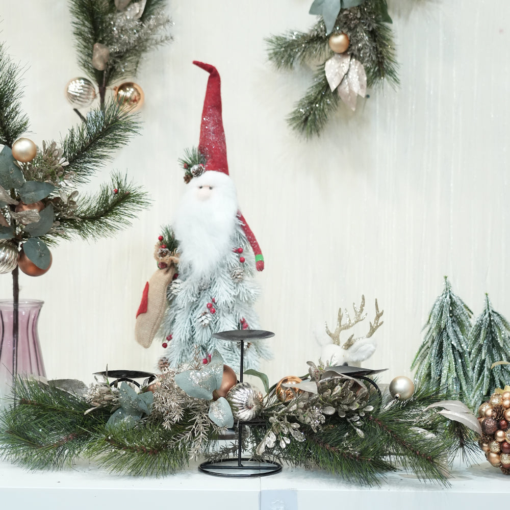 85cm Christmas Decoration Supplies Three-headed Candle Holder Plastic Christmas Ball Decor Iron Candle Holders
