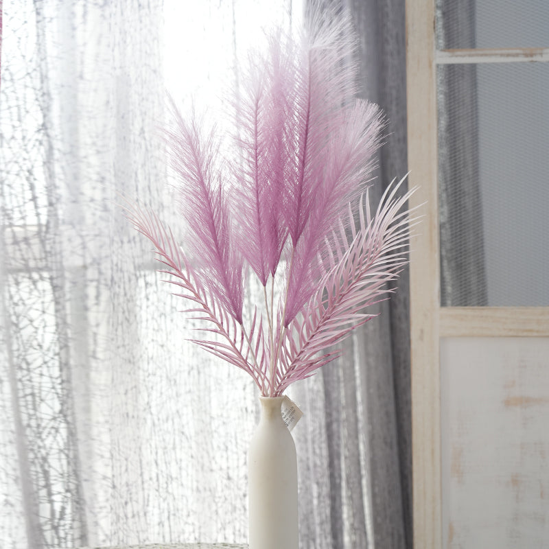 New Arrivals Pampas Grass with Fern Leaves Exquisite Pampas Grass Decor Plastic Leaf for Home Table Centerpieces Decoration Pampas Grass