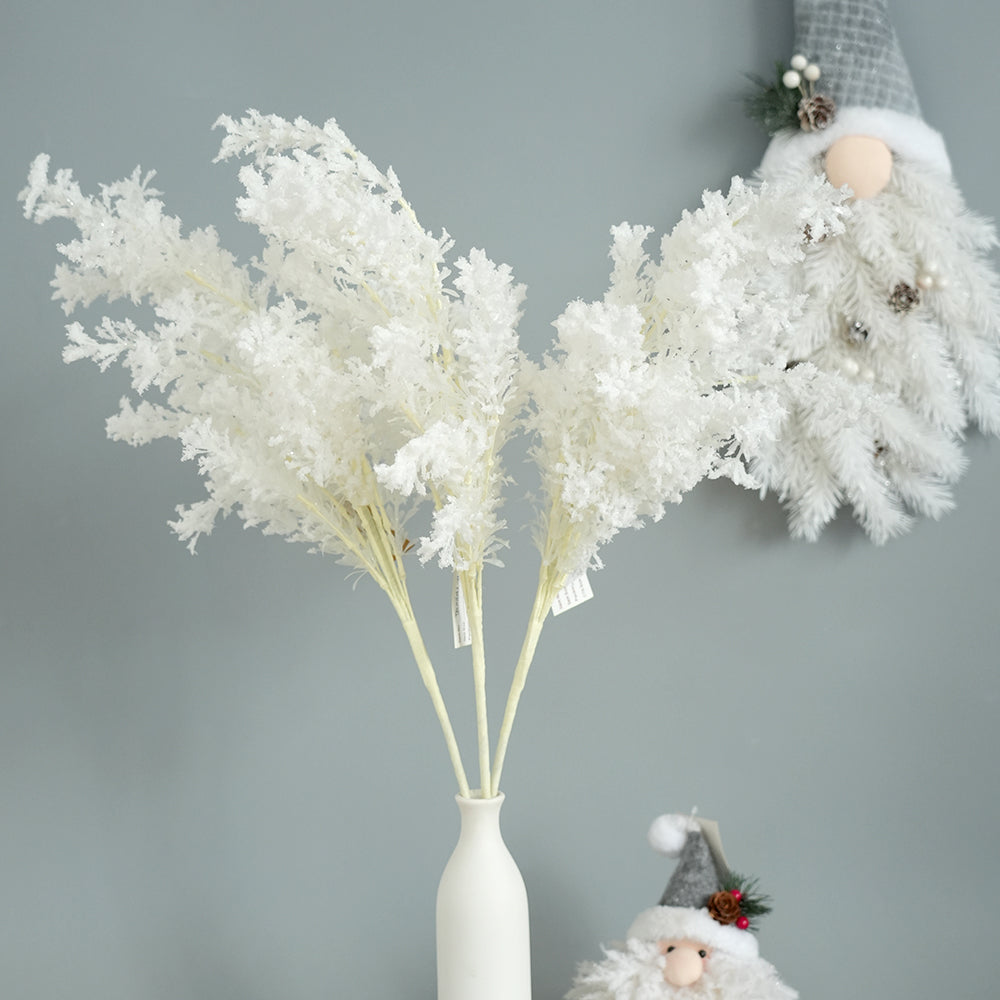 Factory Bulk Wholesale White Christmas Frosty Branches Artificial Long Branches Decorative Flowers for Christmas Decor