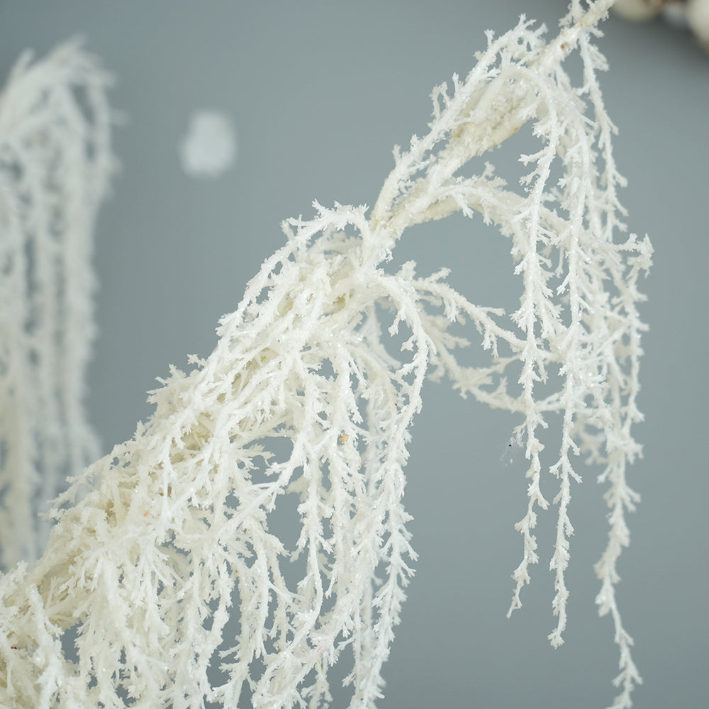 2024 Christmas Ornaments White Long Branches Floral Spray Hanging Pendulous Plastic Decorative Flowers