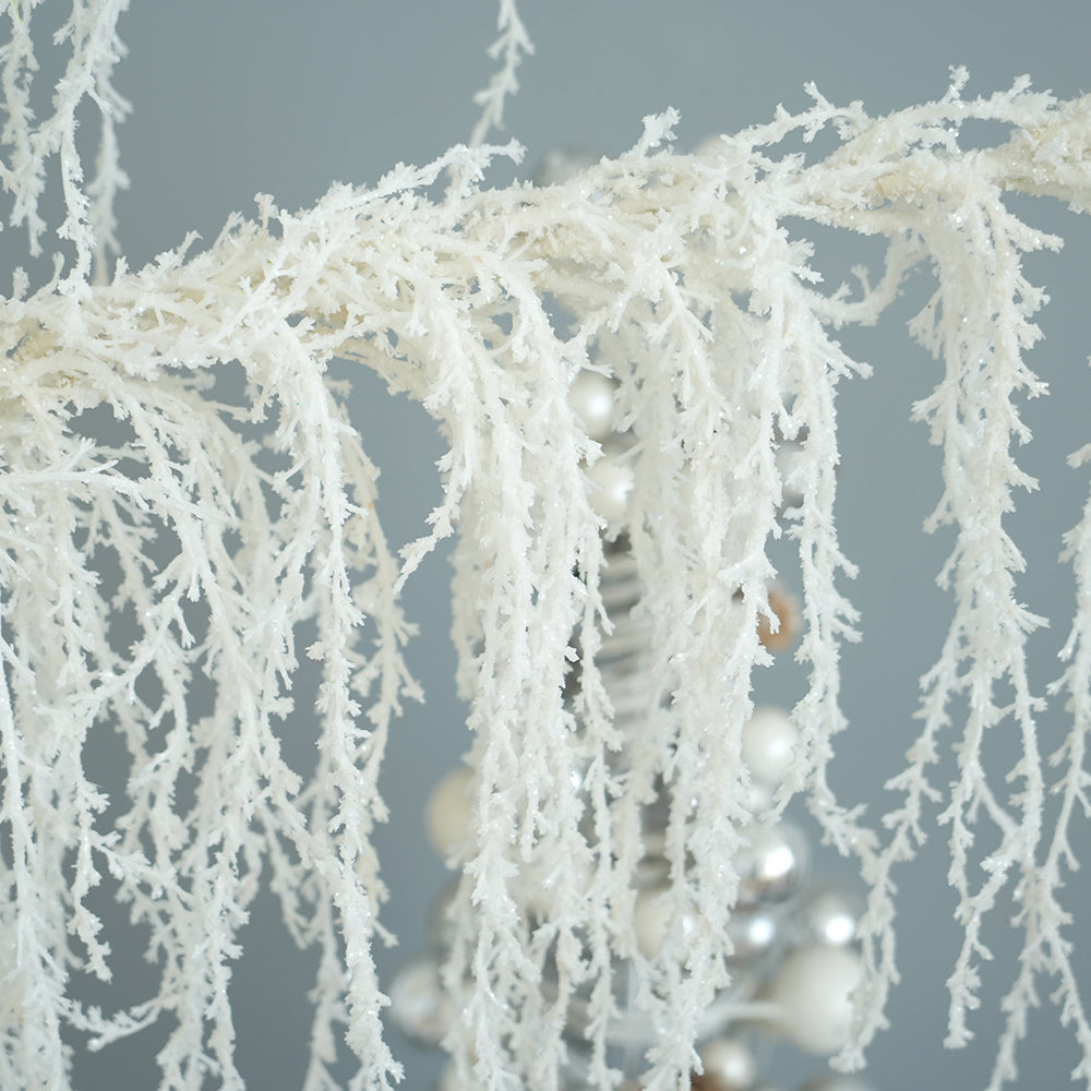 2024 Christmas Ornaments White Long Branches Floral Spray Hanging Pendulous Plastic Decorative Flowers