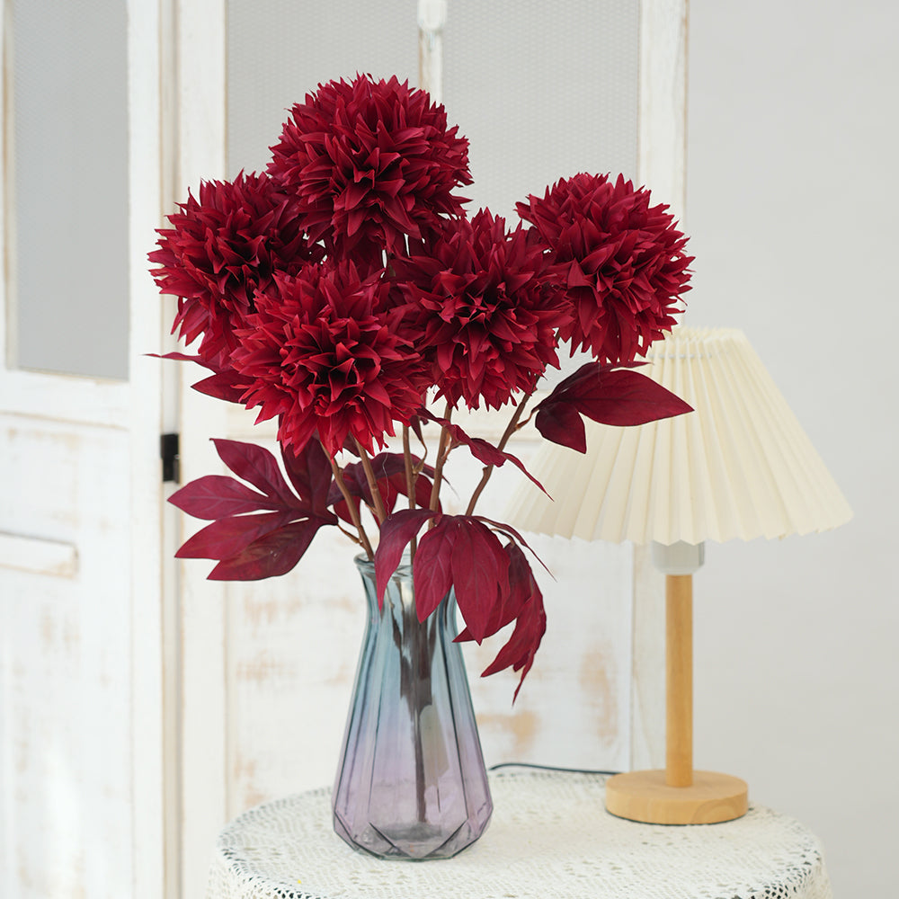High Quality 5head Ball Chrysanthemum Flower Artificial Floral Chrysanthemum Decorative Flowers for Home Wedding Arrangement