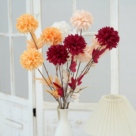 Wholesale Cheap Price Single Branch Ball Chrysanthemum Flower Artificial Chrysanthemum Decorative Flowers For Everyday Decor