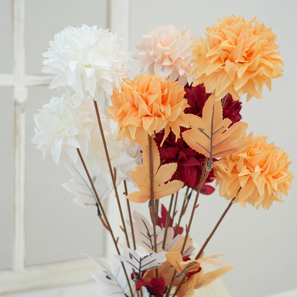 Wholesale Cheap Price Single Branch Ball Chrysanthemum Flower Artificial Chrysanthemum Decorative Flowers For Everyday Decor