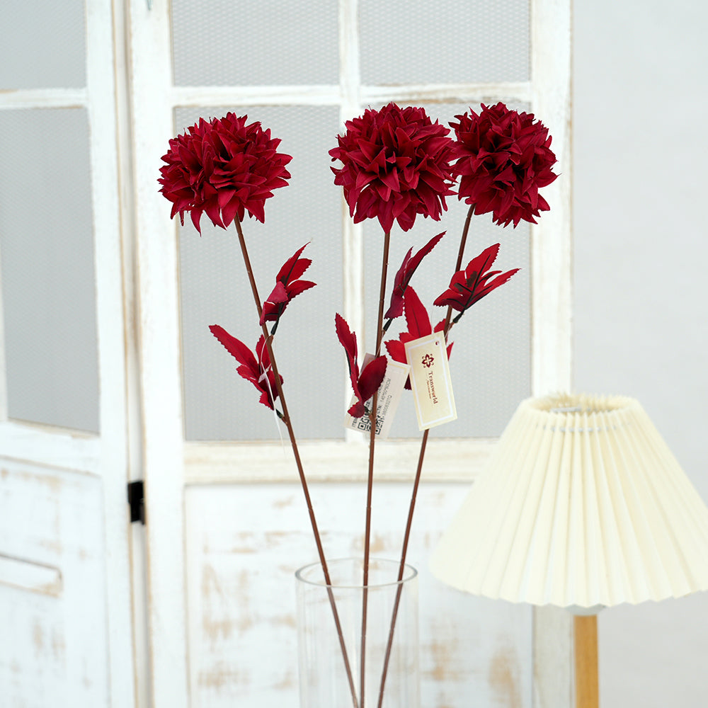 Wholesale Cheap Price Single Branch Ball Chrysanthemum Flower Artificial Chrysanthemum Decorative Flowers For Everyday Decor