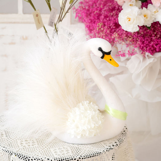 Exquisite White Artificial Swan Decor Handmade Small Swan Home Party Decorations Artificial Animal