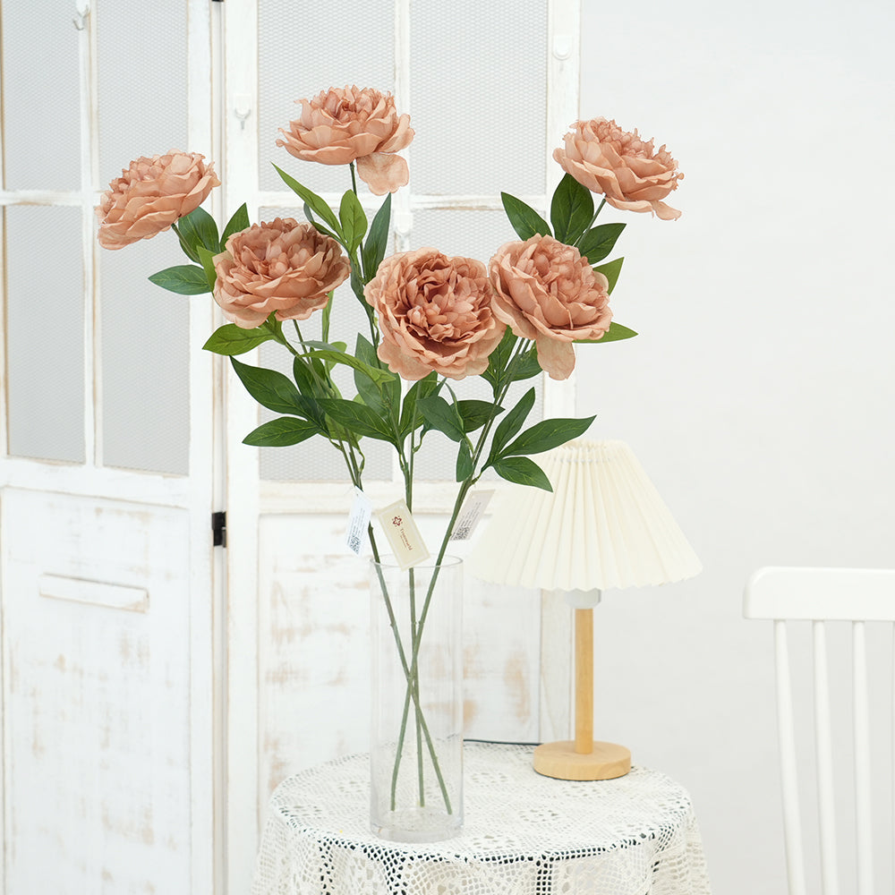 Riches and Honour 2head Peony Artificial Flower Multicolour Peony Decorative Flowers for Garden Hotel Home Wedding Decoration
