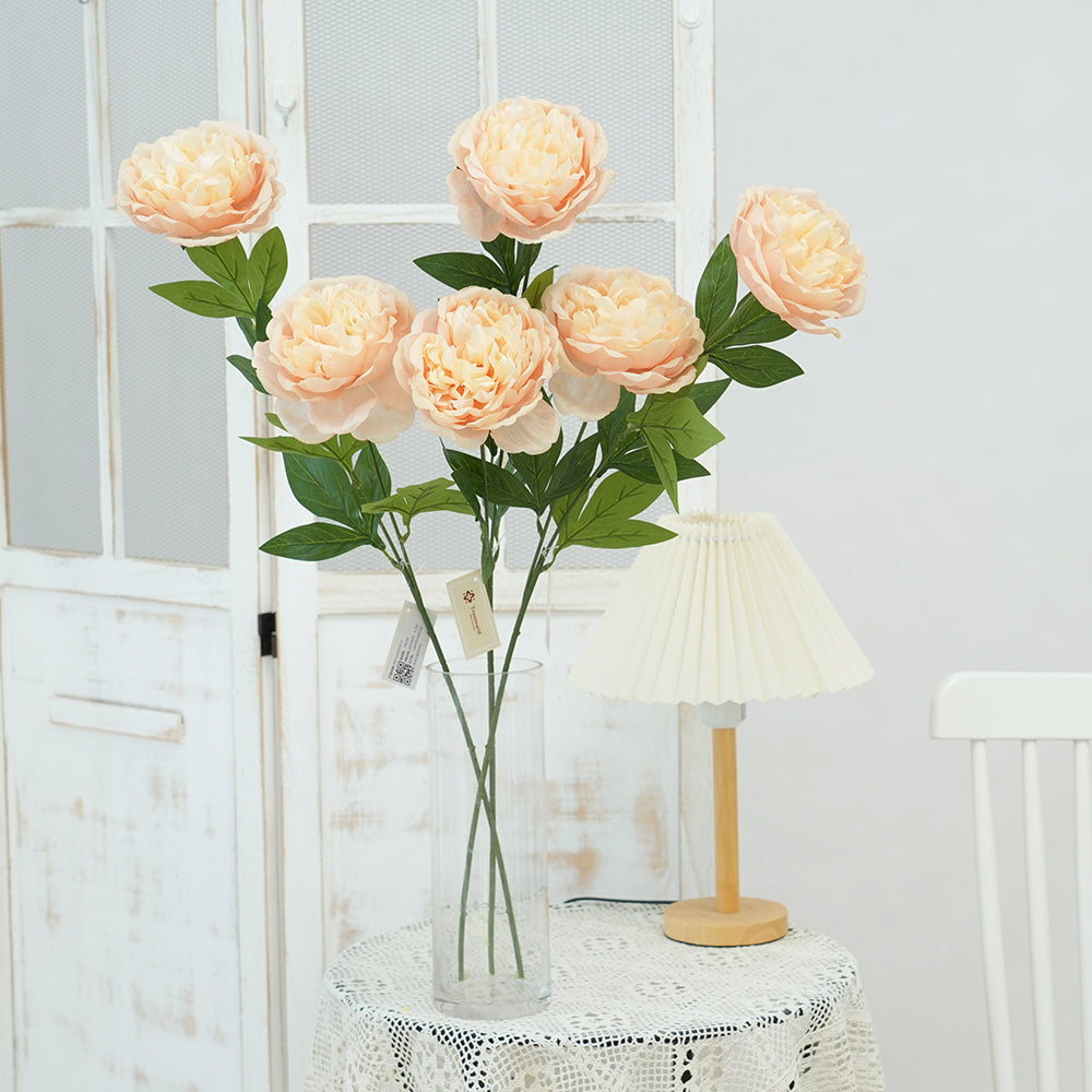 Riches and Honour 2head Peony Artificial Flower Multicolour Peony Decorative Flowers for Garden Hotel Home Wedding Decoration