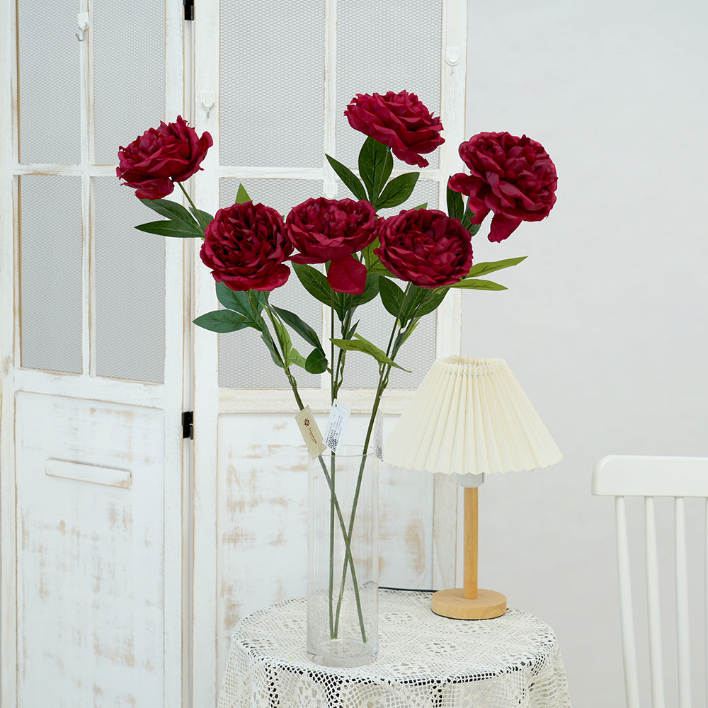 Riches and Honour 2head Peony Artificial Flower Multicolour Peony Decorative Flowers for Garden Hotel Home Wedding Decoration