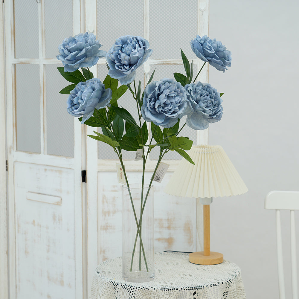 Riches and Honour 2head Peony Artificial Flower Multicolour Peony Decorative Flowers for Garden Hotel Home Wedding Decoration