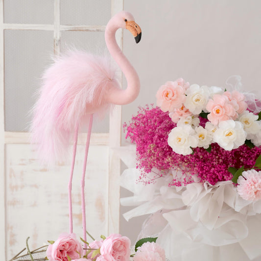 Transworld Design Artificial Flamingo Decor Pink Handmade Longleg Flamingo Home Decor Artificial Animal For Party Decorations