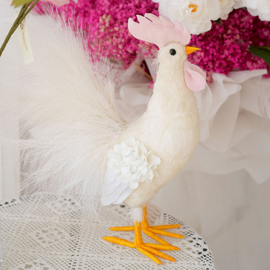 Original Design Milky White Artificial Chicken Decor Handmade Chicken Shape Home Decor Animal For Home Party Decorations