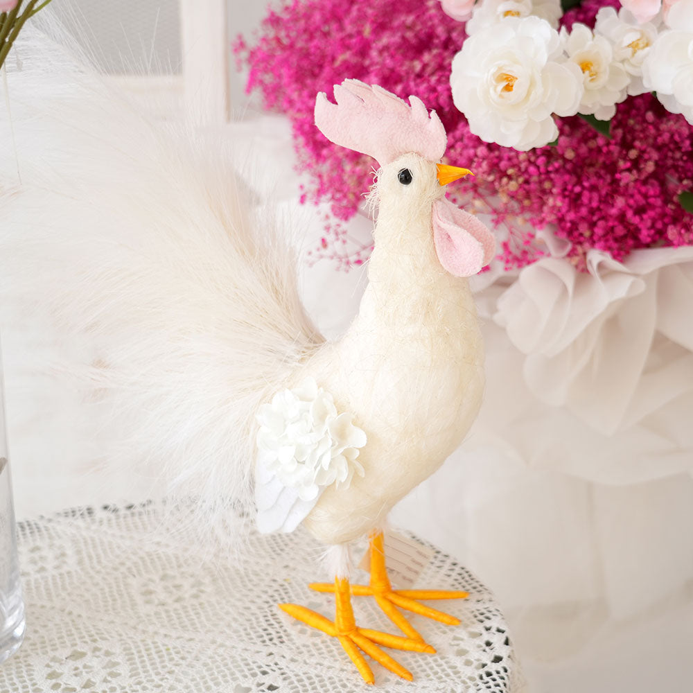 Original Design Milky White Artificial Chicken Decor Handmade Chicken Shape Home Decor Animal For Home Party Decorations