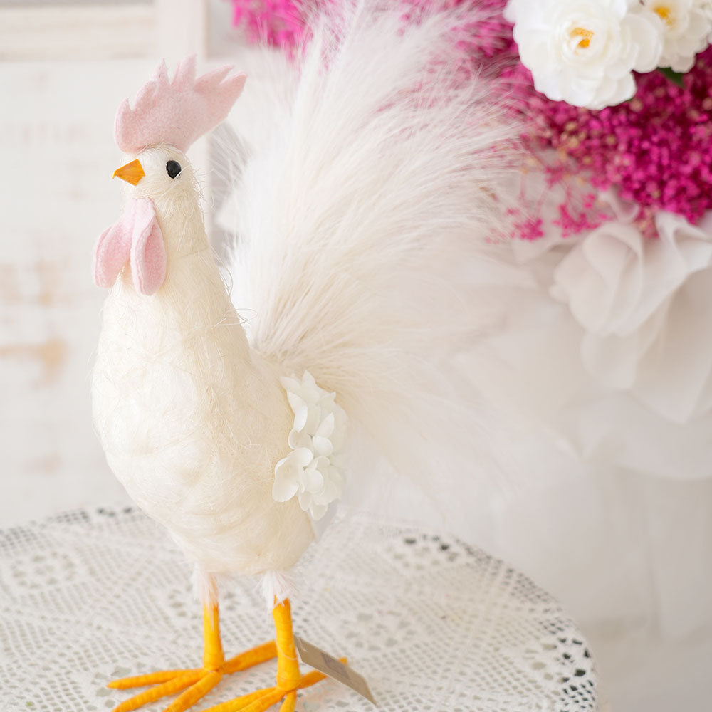 Original Design Milky White Artificial Chicken Decor Handmade Chicken Shape Home Decor Animal For Home Party Decorations