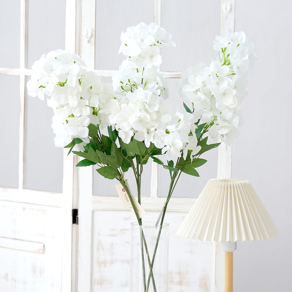 Wholesale Artificial 5head Hydrangea Flower Silk Hydrangea Decorative Flowers for Home Wedding Decorations