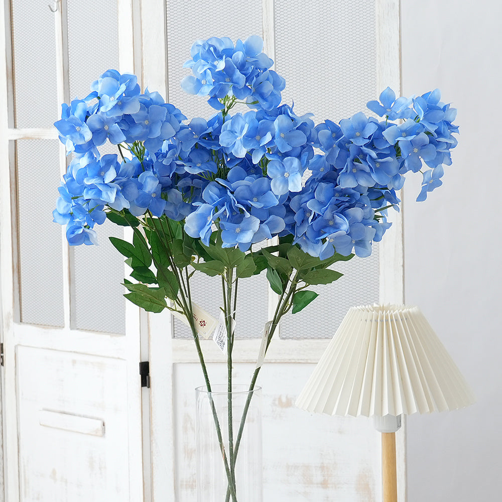 Wholesale Artificial 5head Hydrangea Flower Silk Hydrangea Decorative Flowers for Home Wedding Decorations