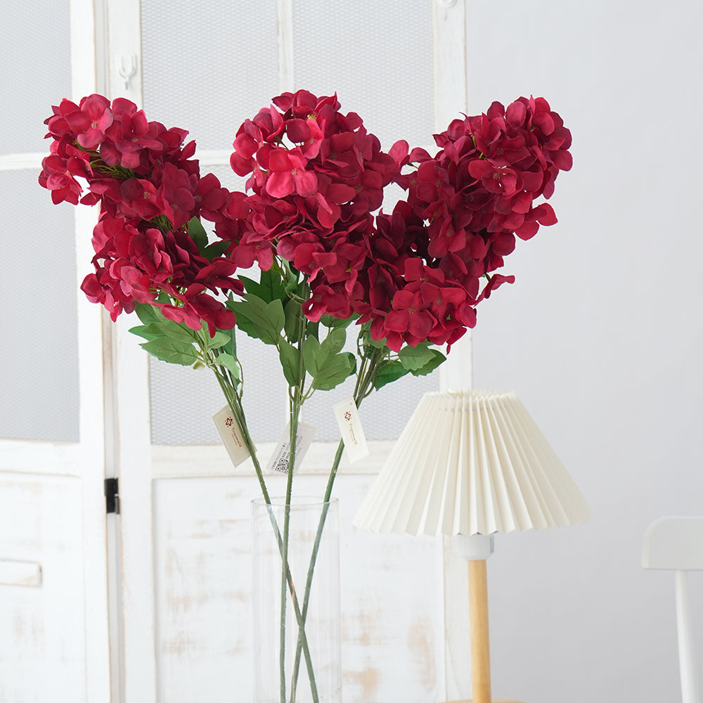 Wholesale Artificial 5head Hydrangea Flower Silk Hydrangea Decorative Flowers for Home Wedding Decorations