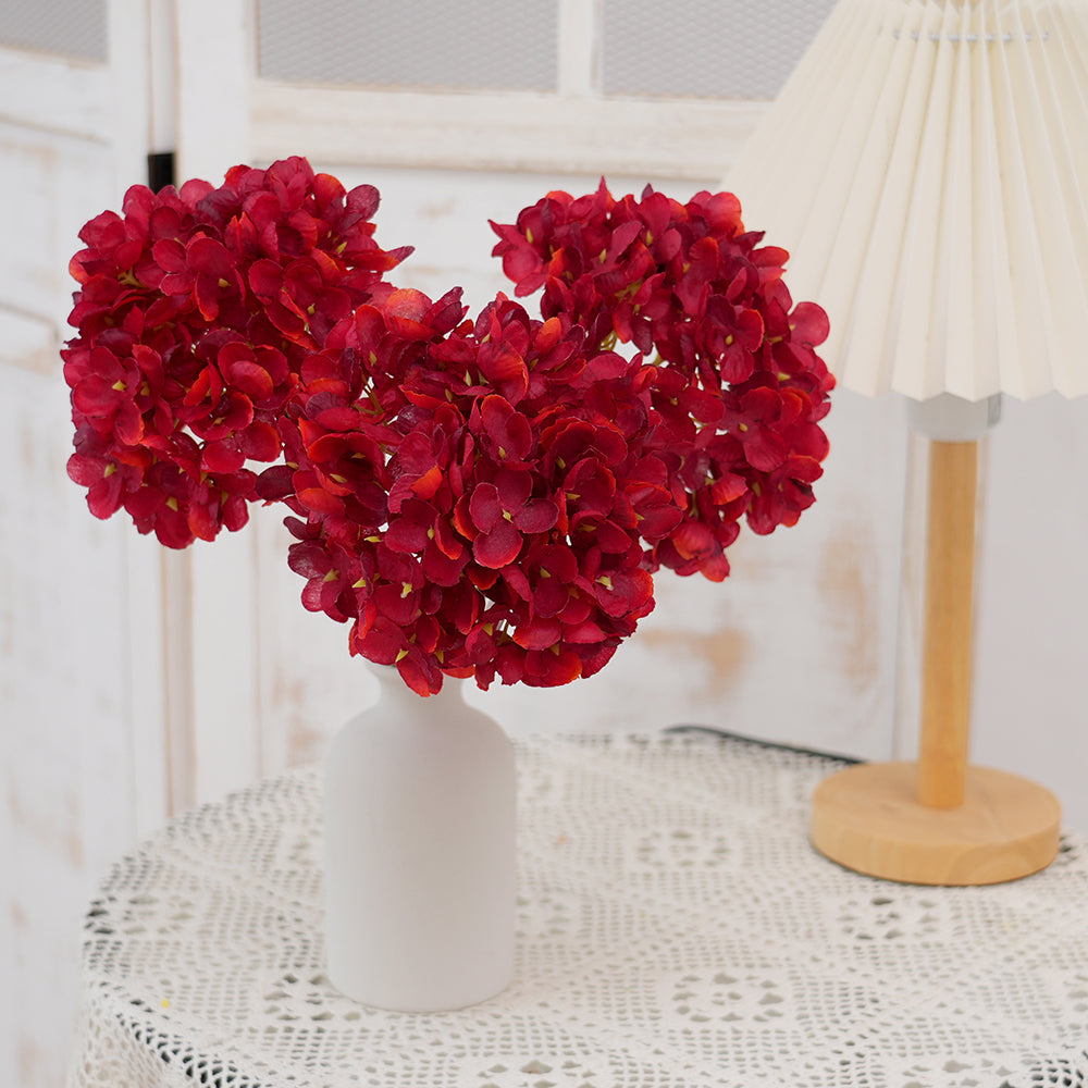 Single Branch Artificial Hydrangea Flower Wholesale Silk Hydrangea Decorative Flowers For Home Hotel Cafe Wedding Event