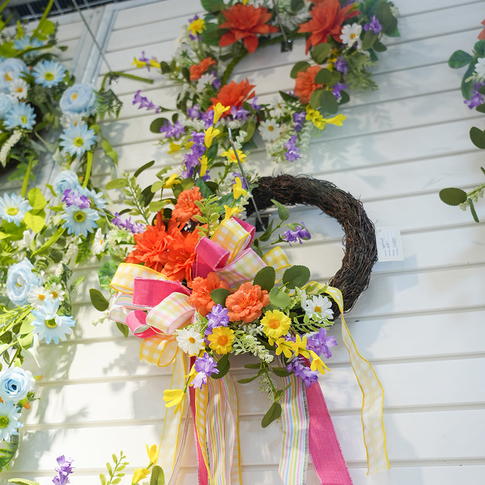 2025 Spring Half Wreath Artificial Flower Wreath Decorative Flower Plants for Wedding Home Garden Decoration