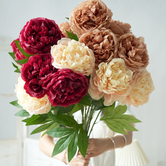 13.5cm Flower-diameter Big Flower Head Peony Artificial Flower  Romantic Peony Silk Flowers For Home Garden Decorations