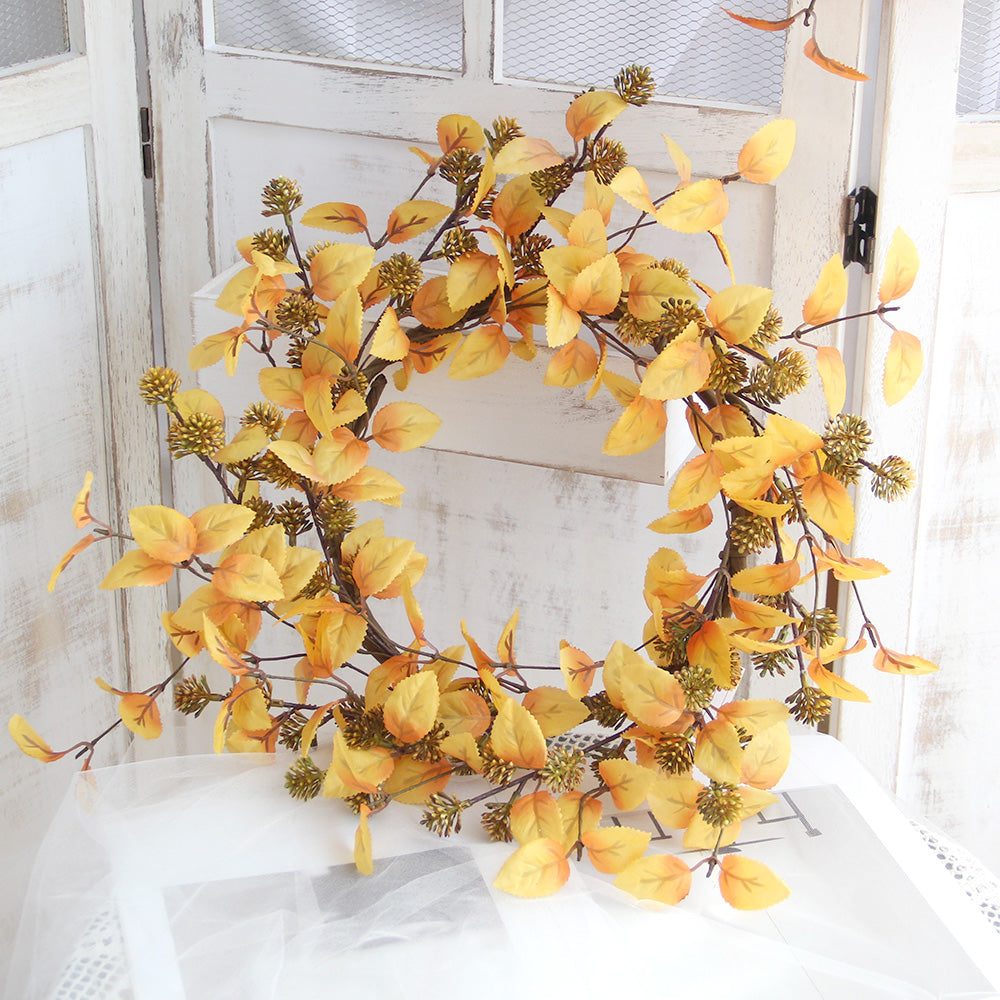2024 Fall Wreaths Golden Yellow Decorative Flowers, Wreaths and Plants Decorative Wreaths For Front Door Decor