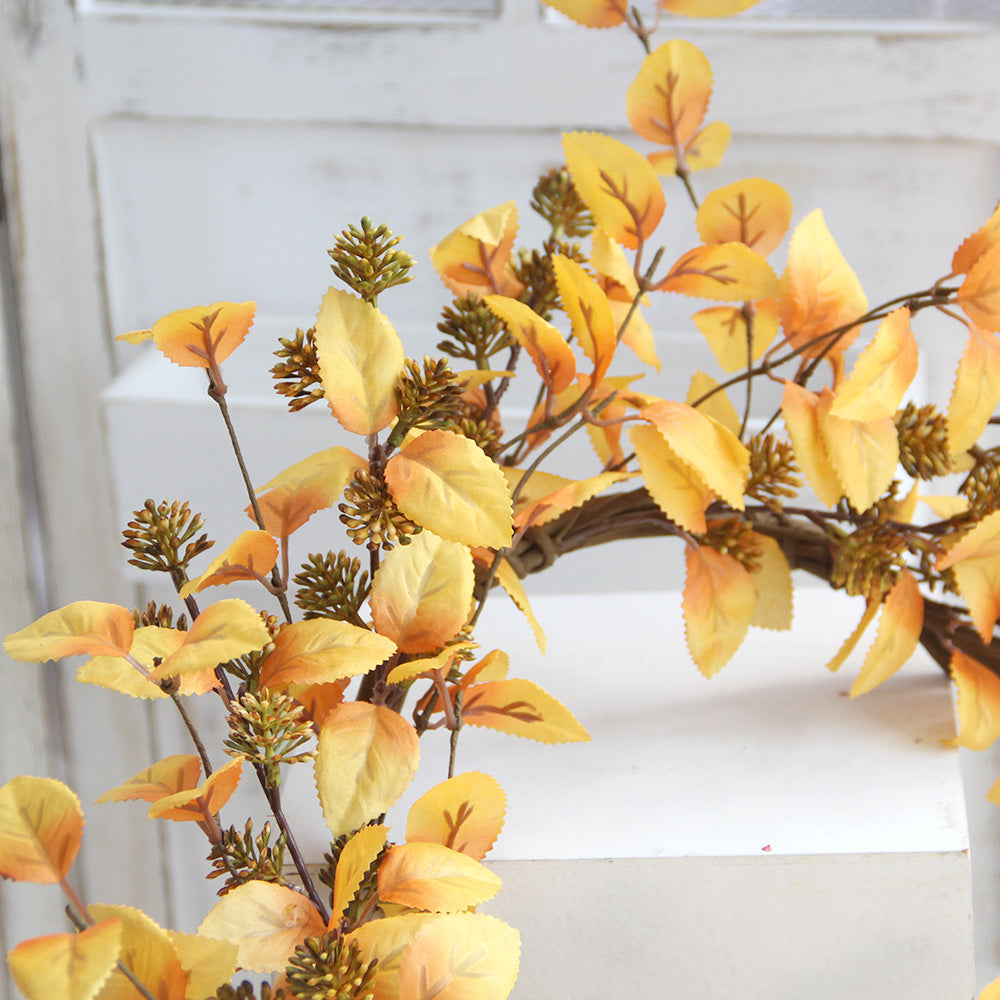 2024 Fall Wreaths Golden Yellow Decorative Flowers, Wreaths and Plants Decorative Wreaths For Front Door Decor