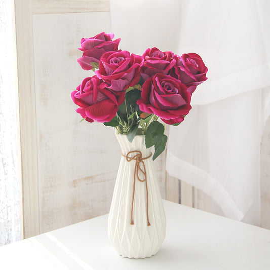 Velvet ROSE Artificial Flowers Home Decorative  Handmade Silk  Real Touch Kitchen indoor handicraft Trendy designs