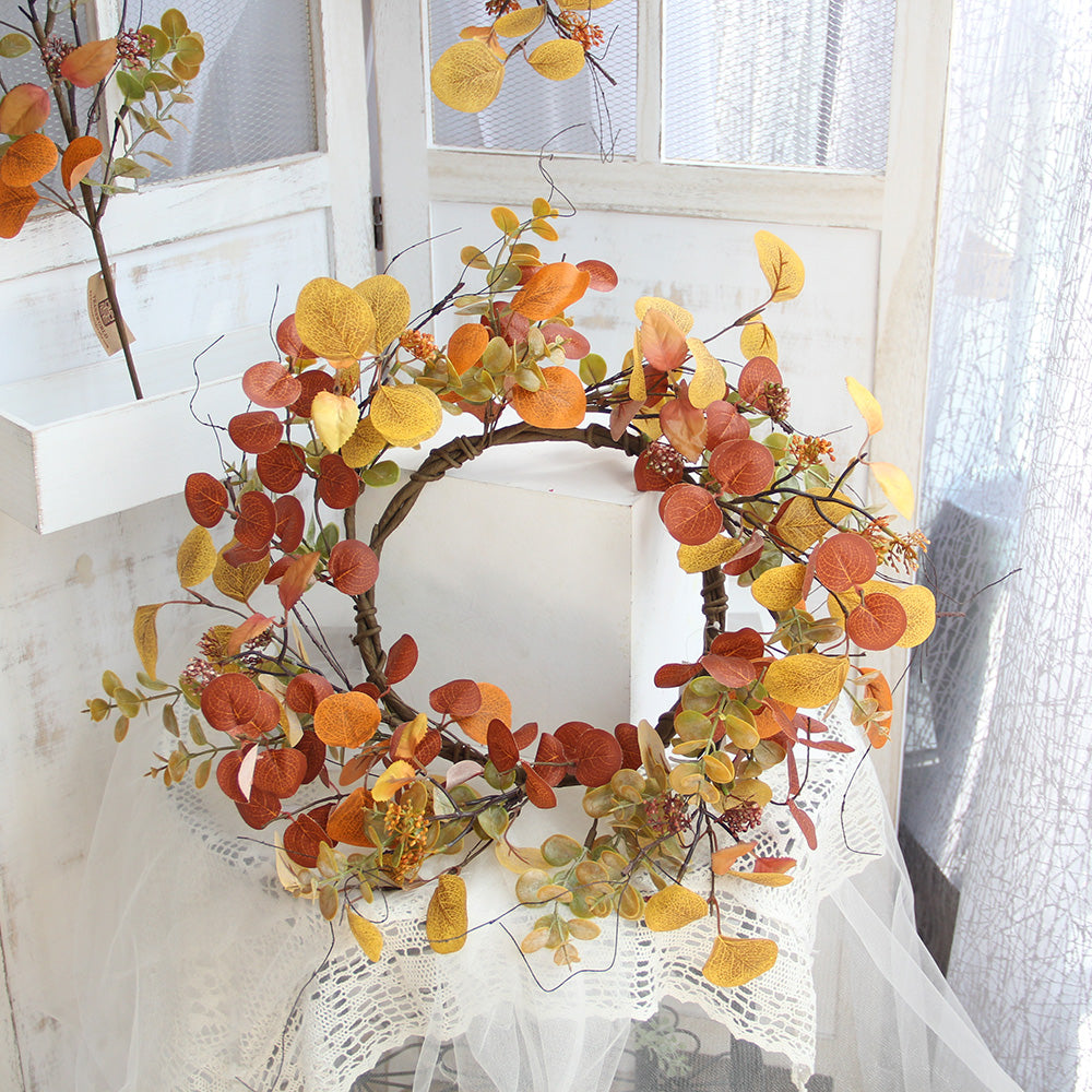 High Quality Fall Wreaths High Quality 40cm Autumn Decorative Flowers, Wreaths and Plants Decorative Wreaths For Home Decor
