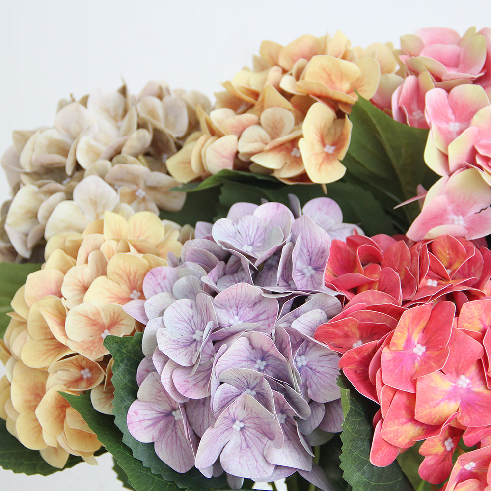 Real Touch Hydrangea 25.6INCH Single Branch 3D Printed Artificial Hydrangea Flower Immortal Hdrangeas Flowers Artificial Wedding