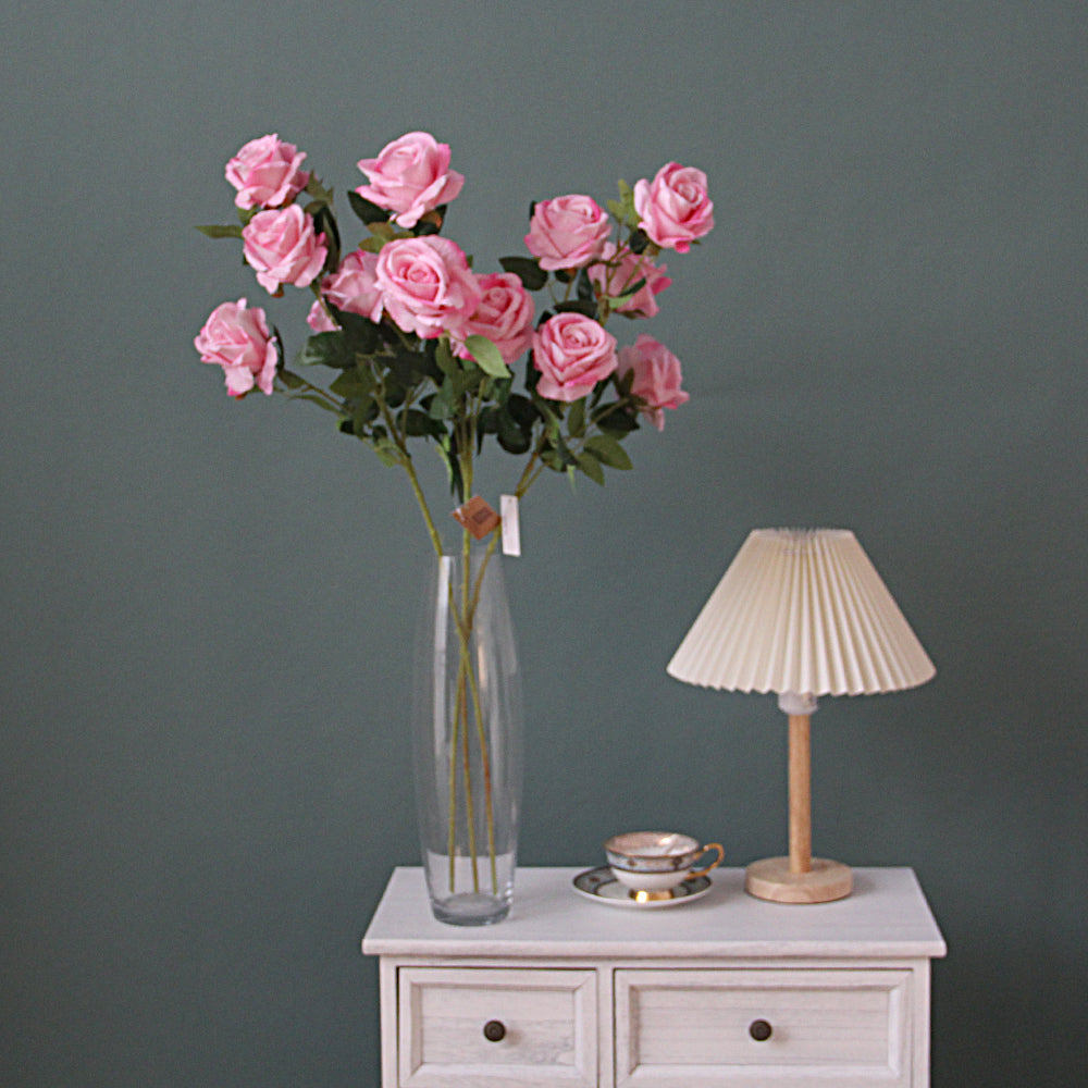 Real Touch Fabric 85cm 5 Heads Silk Rose Artificial Decorative Centerpiece Flower for Wedding Decoration