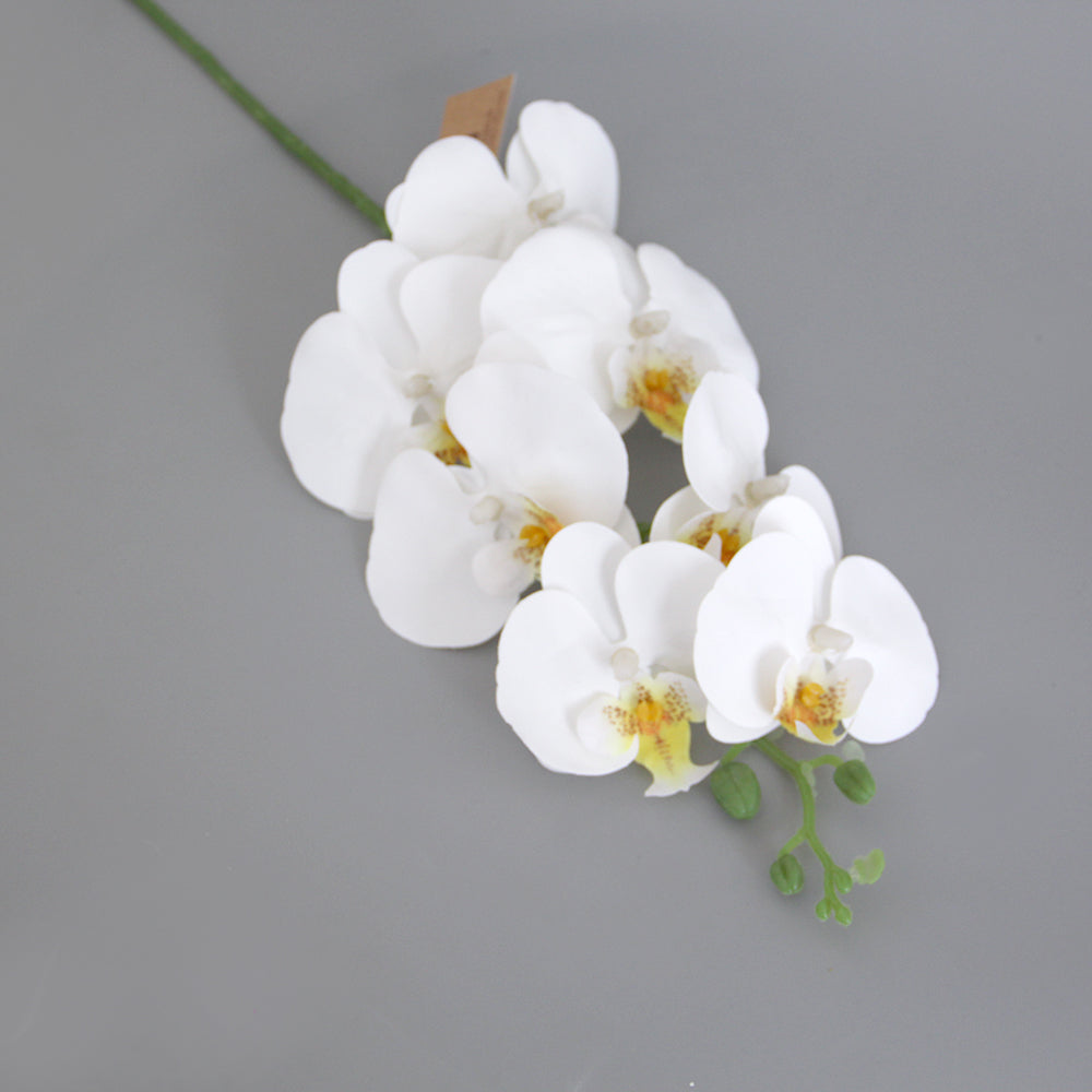 Luxury HandMade 3D Small 7 Head Artificial Phalaenopsis White Butterfly Orchid Decor Flower For Home Wedding Floral Arrangement