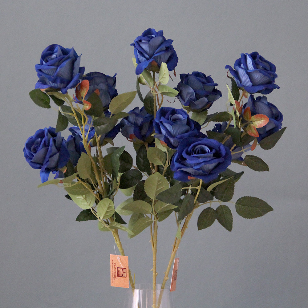 Real Touch Fabric 85cm 5 Heads Silk Rose Artificial Decorative Centerpiece Flower for Wedding Decoration