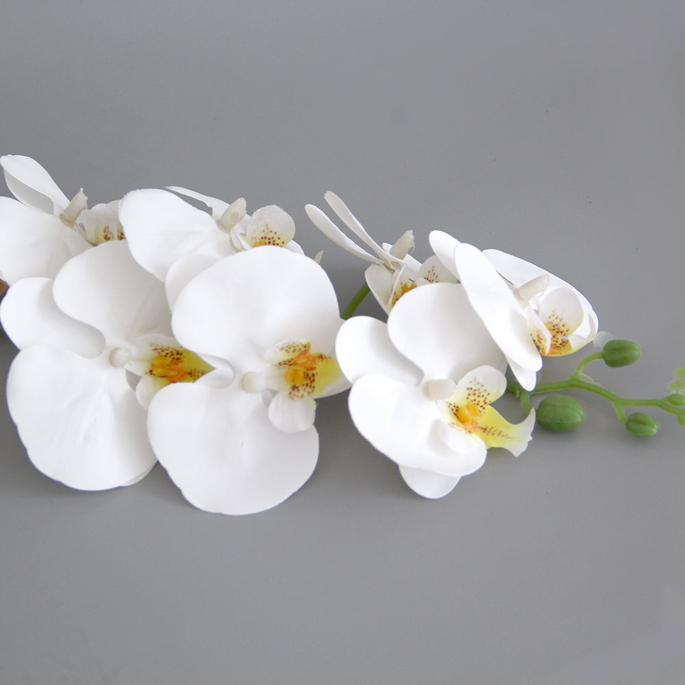 Luxury HandMade 3D Small 7 Head Artificial Phalaenopsis White Butterfly Orchid Decor Flower For Home Wedding Floral Arrangement