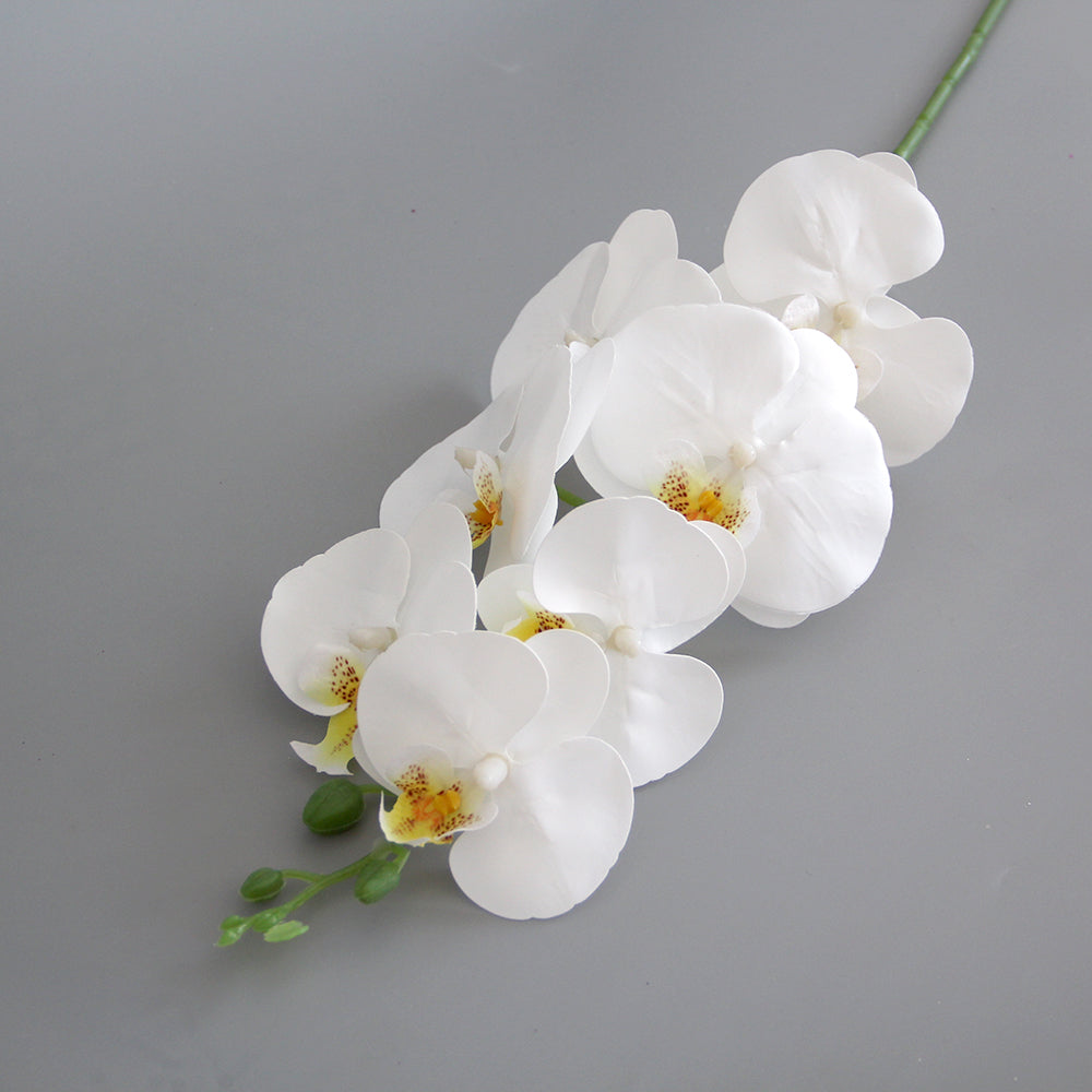 Luxury HandMade 3D Small 7 Head Artificial Phalaenopsis White Butterfly Orchid Decor Flower For Home Wedding Floral Arrangement