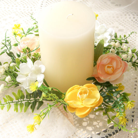 Transworld Original Handmade Artificial Wreath Small Candle Ring for Home Garden Decoration