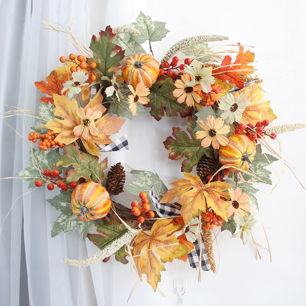 Factory Wholesale Autumn Home Decoration Wreath Halloween Decorations Yellow Wreath