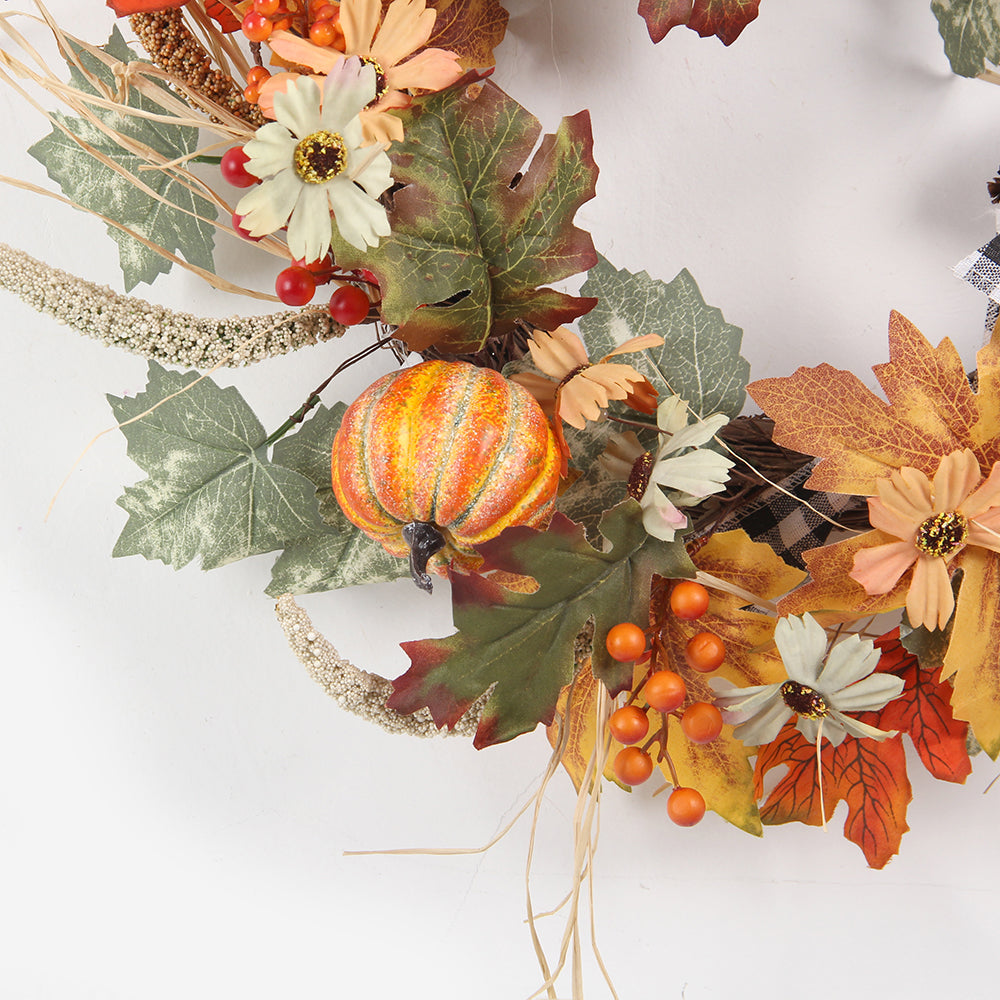 Factory Wholesale Autumn Home Decoration Wreath Halloween Decorations Yellow Wreath