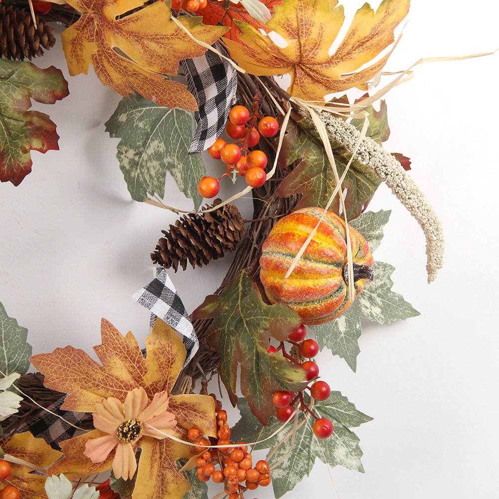 Factory Wholesale Autumn Home Decoration Wreath Halloween Decorations Yellow Wreath