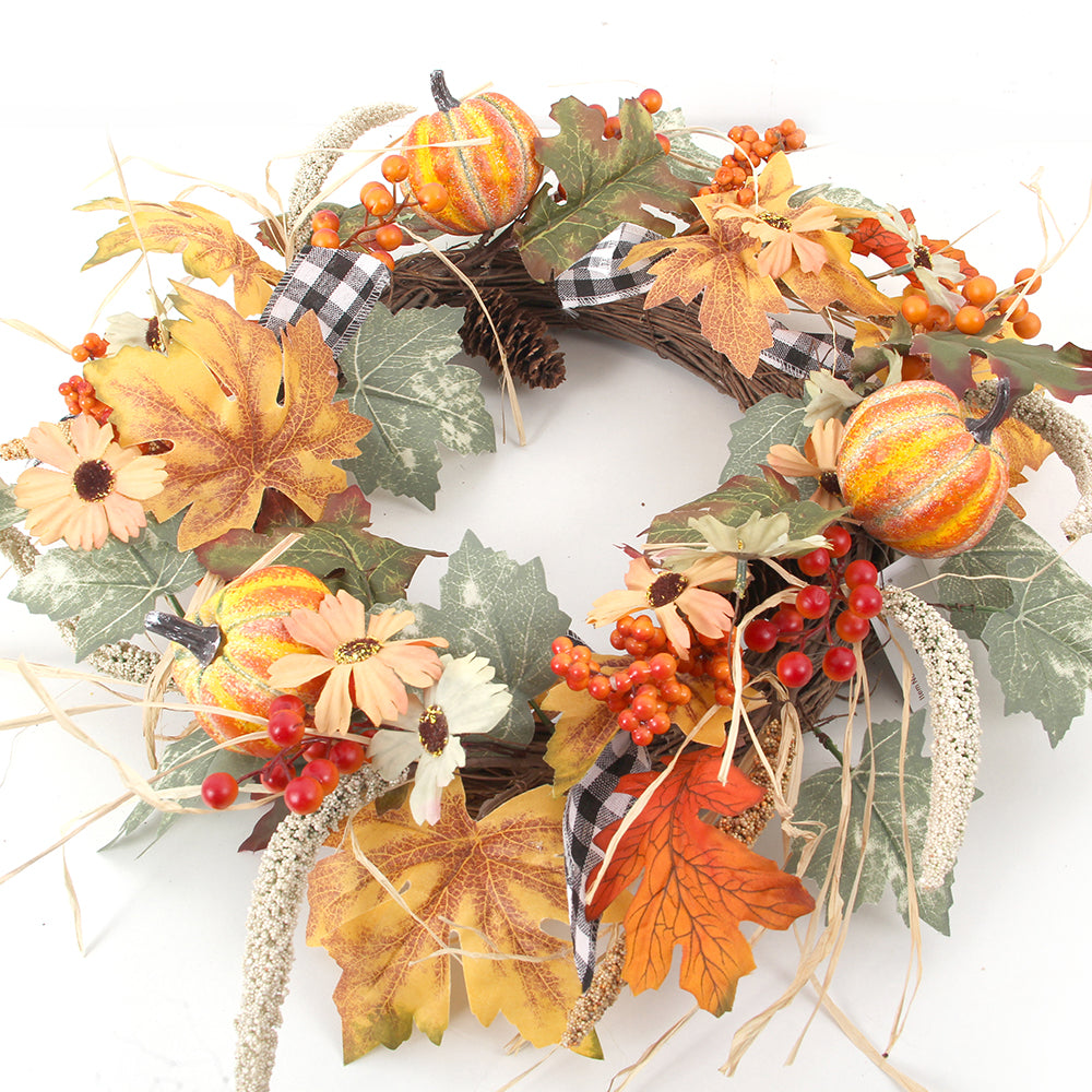 Factory Wholesale Autumn Home Decoration Wreath Halloween Decorations Yellow Wreath