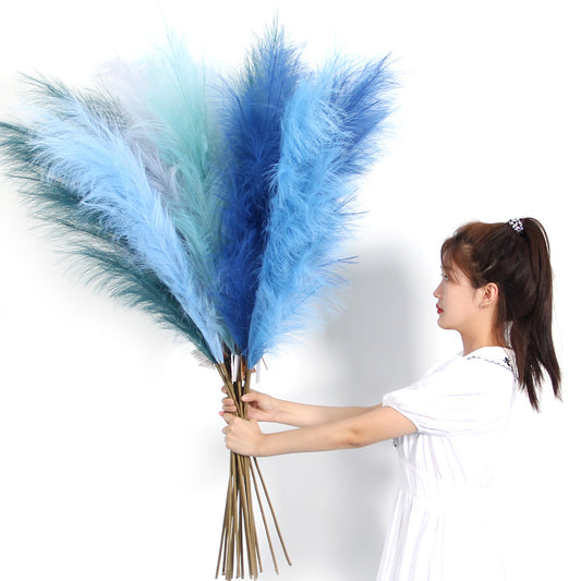 Hot Sale 150cm Artificial Pampas Grass Beautiful Color Blue Series Faux Pampas Grass For Home Wedding Party Decoration