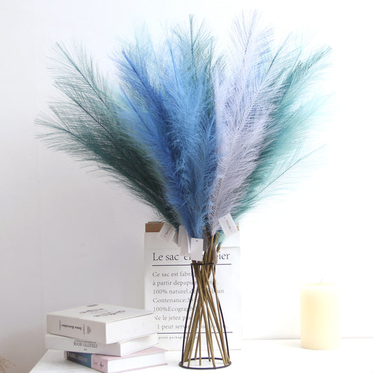 Free Sample Ready to Ship 2023 Top Sale Wholesale Artificial Flowers Faux Pampas Grass Blue For Home Decoration
