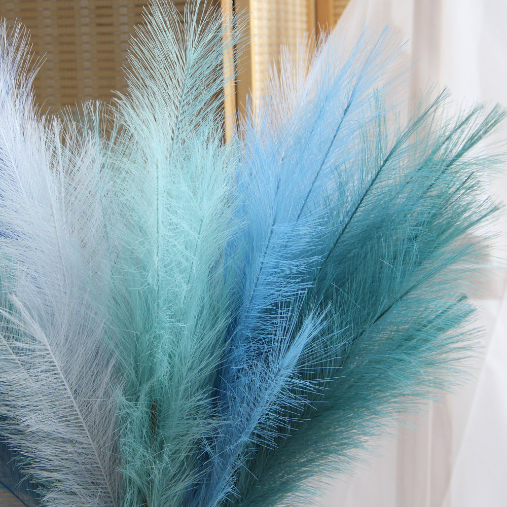 Free Sample Ready to Ship 2023 Top Sale Wholesale Artificial Flowers Faux Pampas Grass Blue For Home Decoration