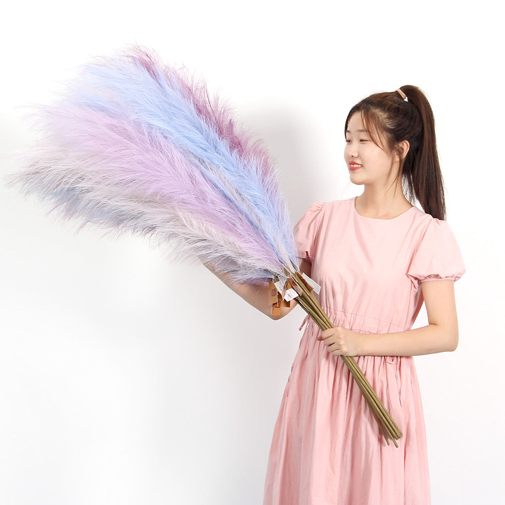 Purple Series 110cm Artificial Pampas Grass Large Decorative Supplies Artificial Flower Pampas Grass Home Hotel Cafe Wedding Decor