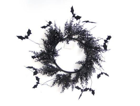 Factory wholesale Black Halloween Wreath Bat Wreath Door Wreath with Glitter Bats Decorations Halloween Party