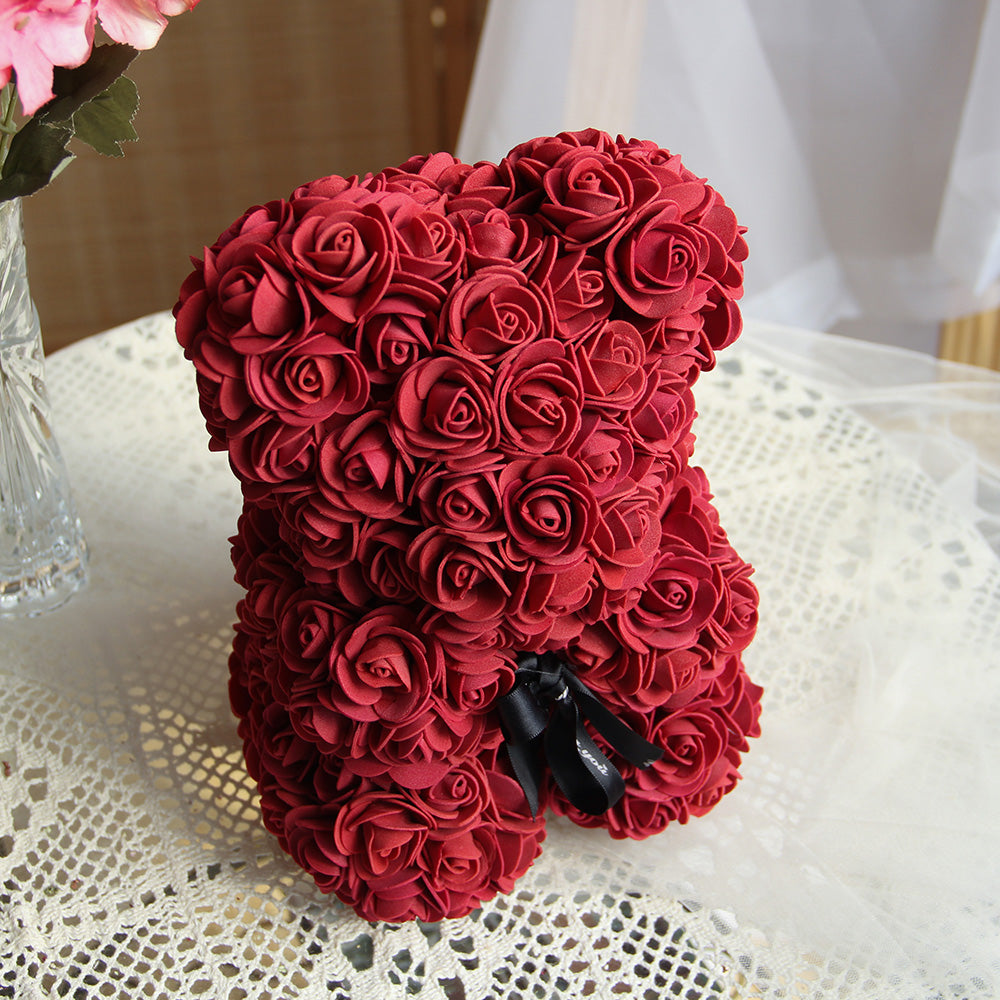 Popular Rose Teddy Bear 10INCH Foam/PE Rose Bear With Exquisite Packaging Box For Valentines Day Gifts Festival Party Home Decor