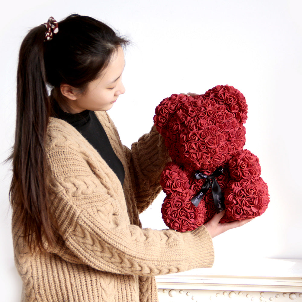 High Quality Hand-made Flower Bear 15.75INCH Rose Bears With Box Gift Holiday Gift Must-have With Exquisite Packaging Box
