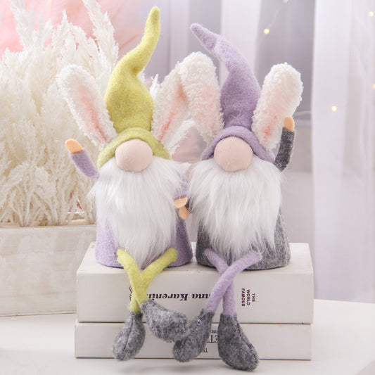 Hot Selling Craft Handmade Cloth Elf Bunny Plush Toys Doll Rabbit Easter Gnomes For Easter Party Table Ornament