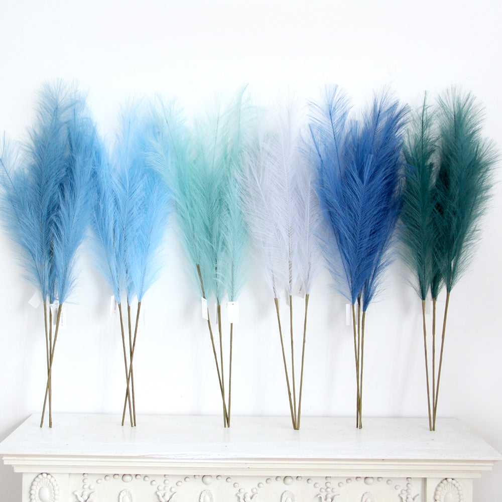 Free Sample Ready to Ship 2023 Top Sale Wholesale Artificial Flowers Faux Pampas Grass Blue For Home Decoration