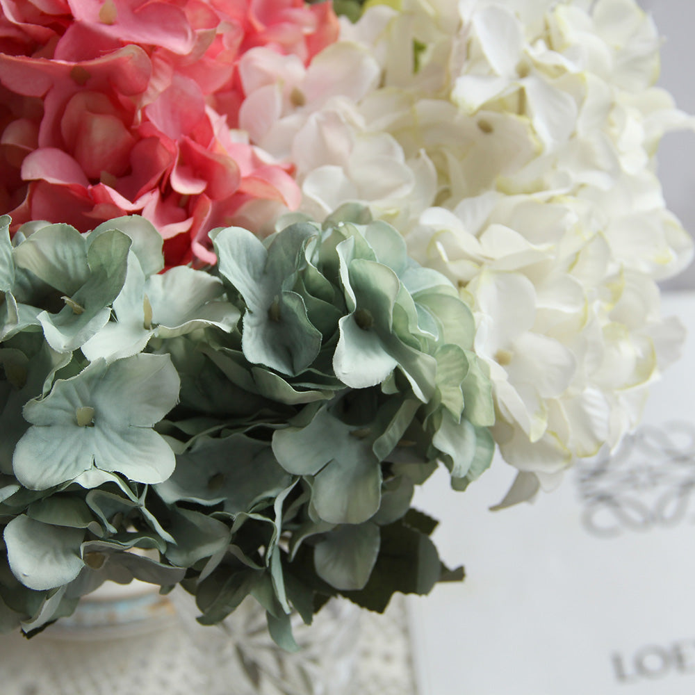 High Quality 13INCH 6 forks Silk Flowers Hydrangea Multicolour Artificial Hydrangea Flowers Good-looking Wedding Flowers
